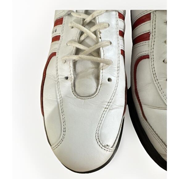 ECCO Golf Shoes Mens 5.5 Women’s 7.5 White Red Leather Soft Spikes - Picture 6 of 10